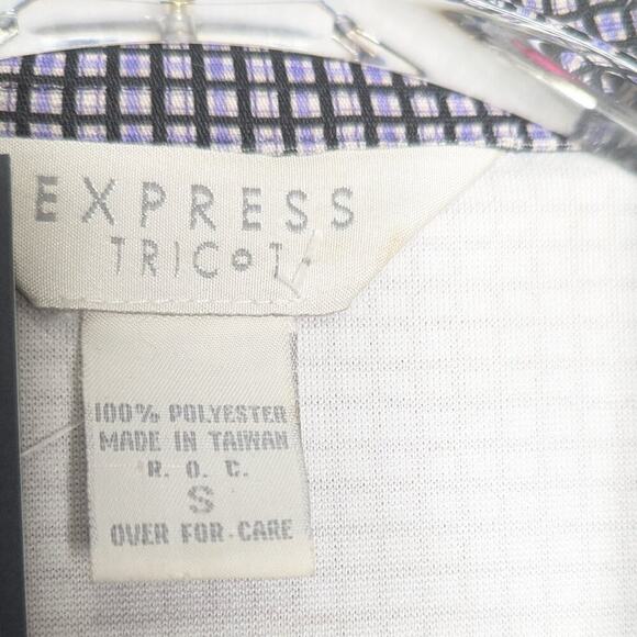 Express 90's Vintage Mini Plaid Pattern Short Sleeve Dress V-Neck Collared S - Picture 2 of 6